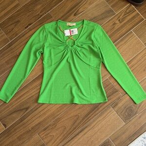 Michael Kors Vibrant Green Chain Detail Blouse